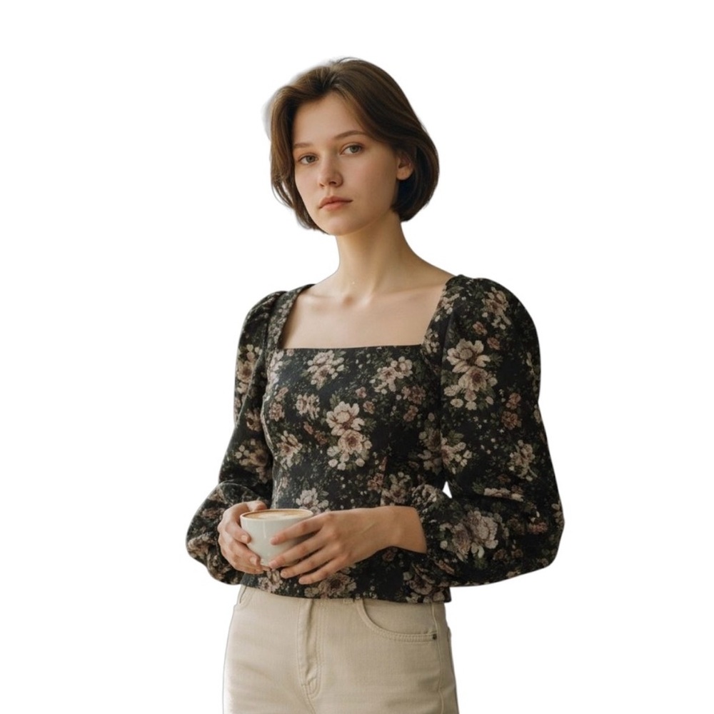 Abercrombie & Fitch Black Floral Blouse